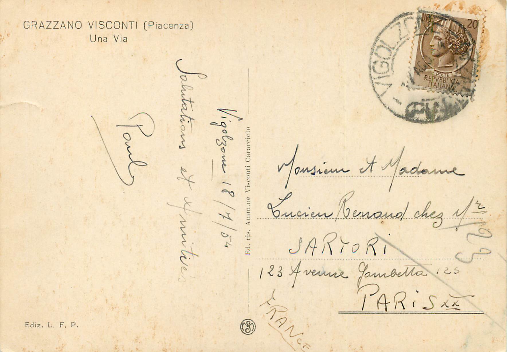 CPM Grazzano Visconti (Piacenza) una Via — Back