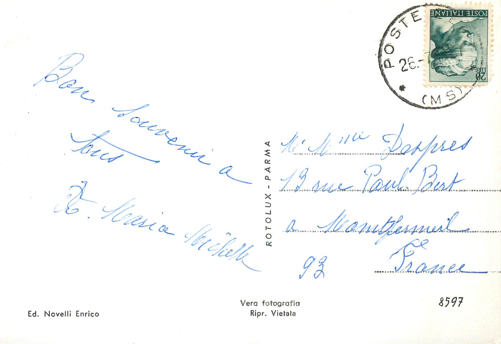 CPM Zeri (mt 700) Albergo Pianelle — Rückseite