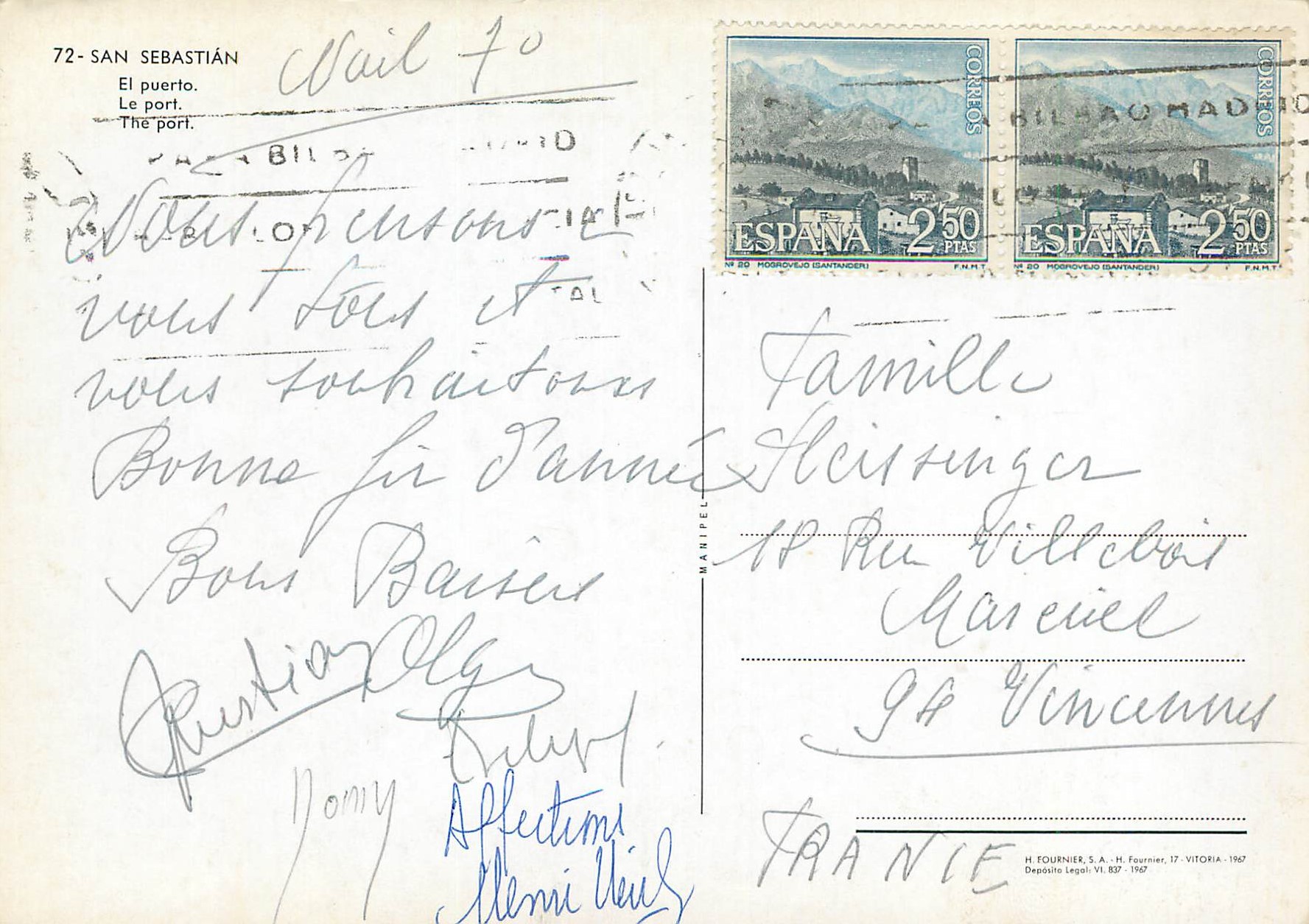 CPM San Sebastian Le Port Bateaux — Verso