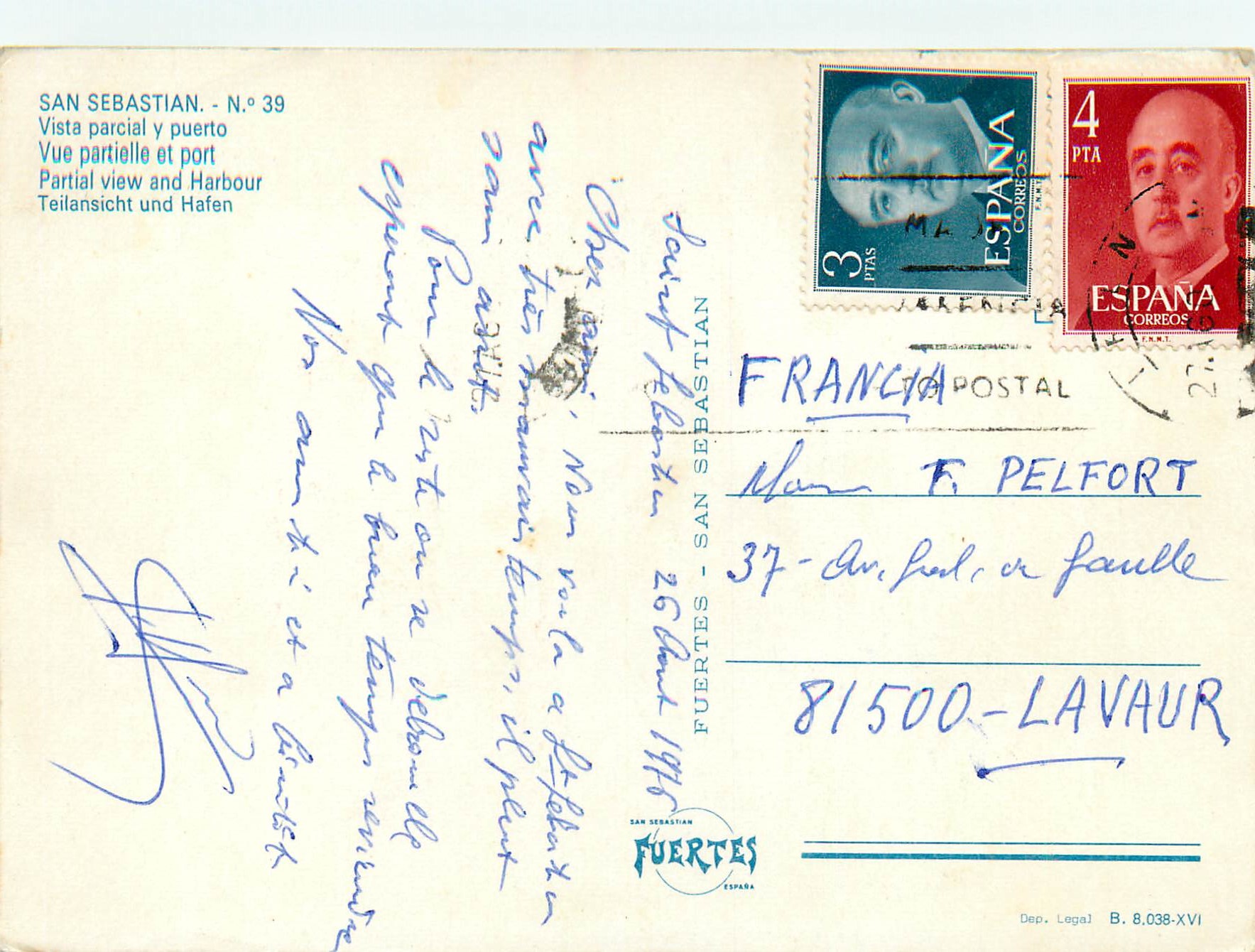 CPM San Sebastian Vue Partielle et Port — Rückseite