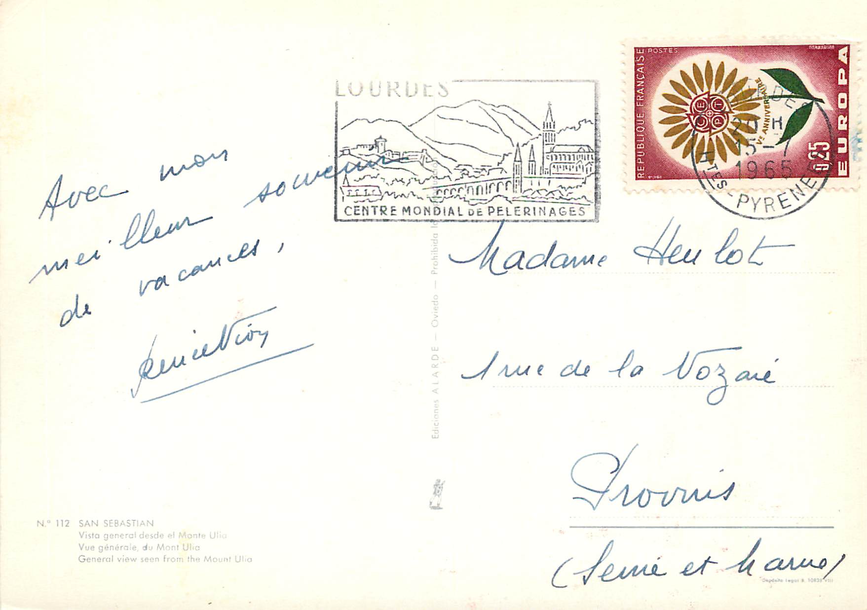 CPM San Sebastian Vue Generale — Rückseite