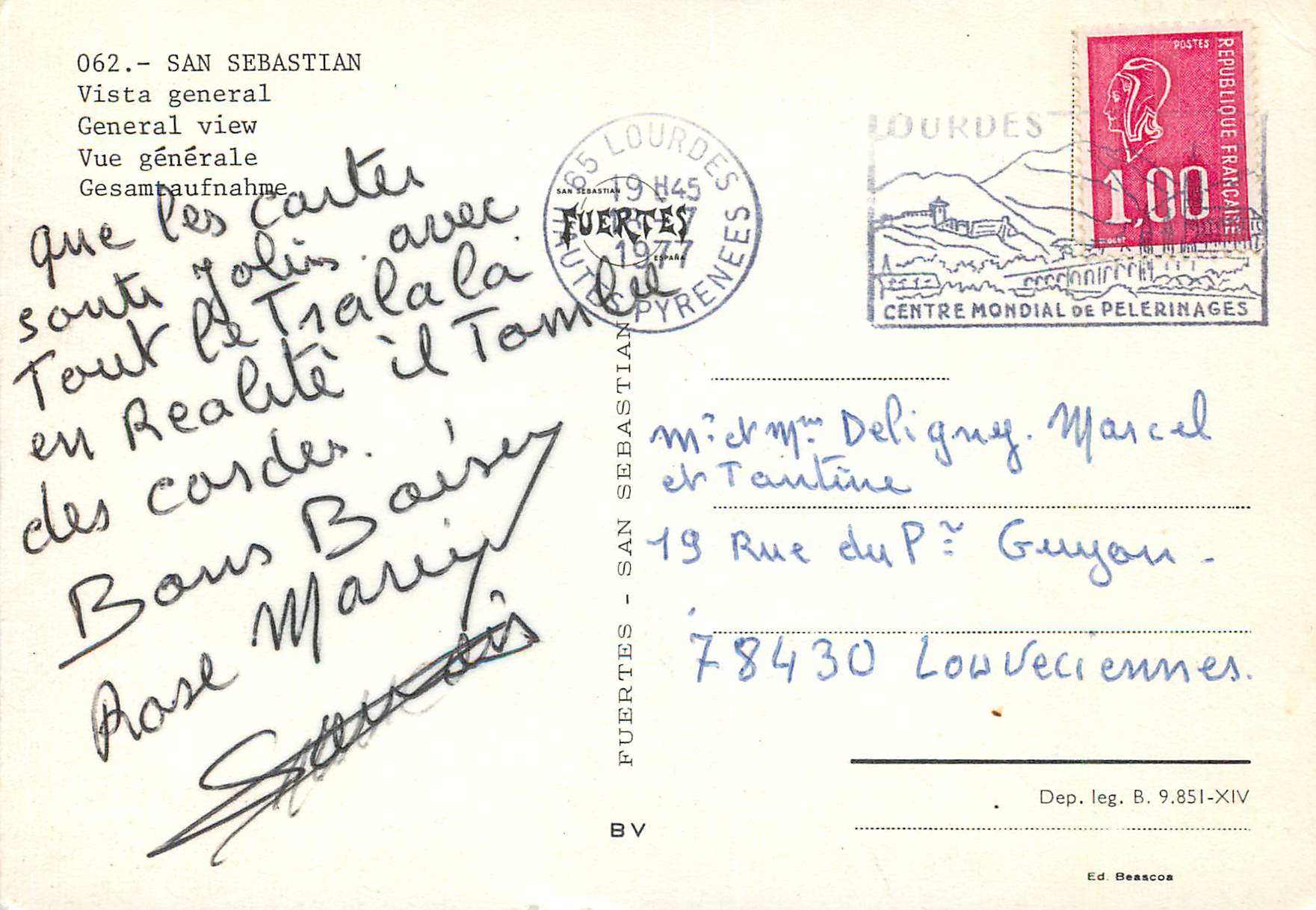 CPM San Sebastian Vue Generale — Verso