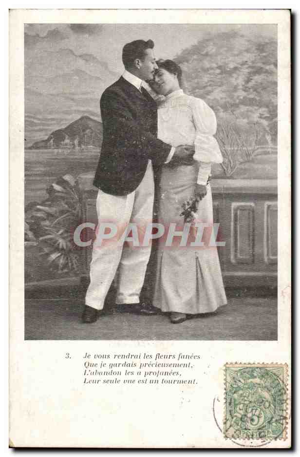 Couple enlacé — poème sur les fleurs funèbres — éditeur non visible, n°3