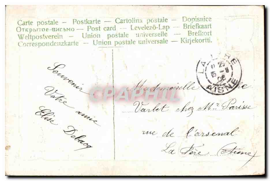 Voeux - Pensez a moi - fleur - pansy -swan - cygne - CPA  — Rückseite