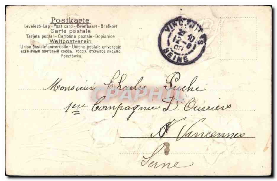 Voeux - fleur - flower - daffodil - Bons souvenir - CPA  — Rückseite