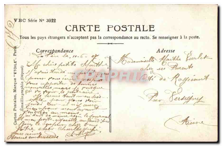 La espera del novio — Arjalew Fot. — VBC Serie N° 3022 — Reverso