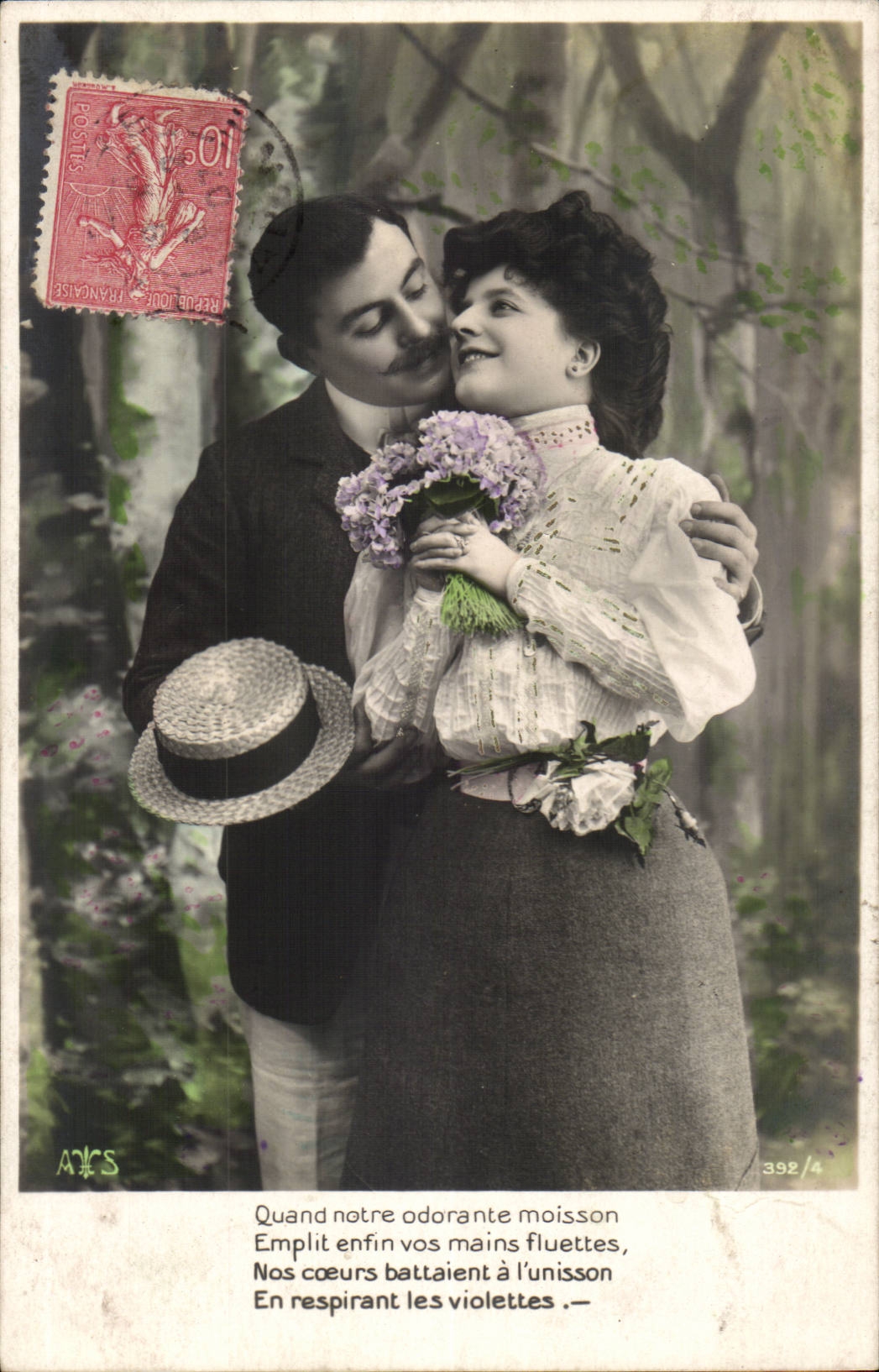 Fantaisie - Fantasy - couple - Quand notre adorante maisson Emplit enfin vos mains fluettes nos coeurs - CPA 