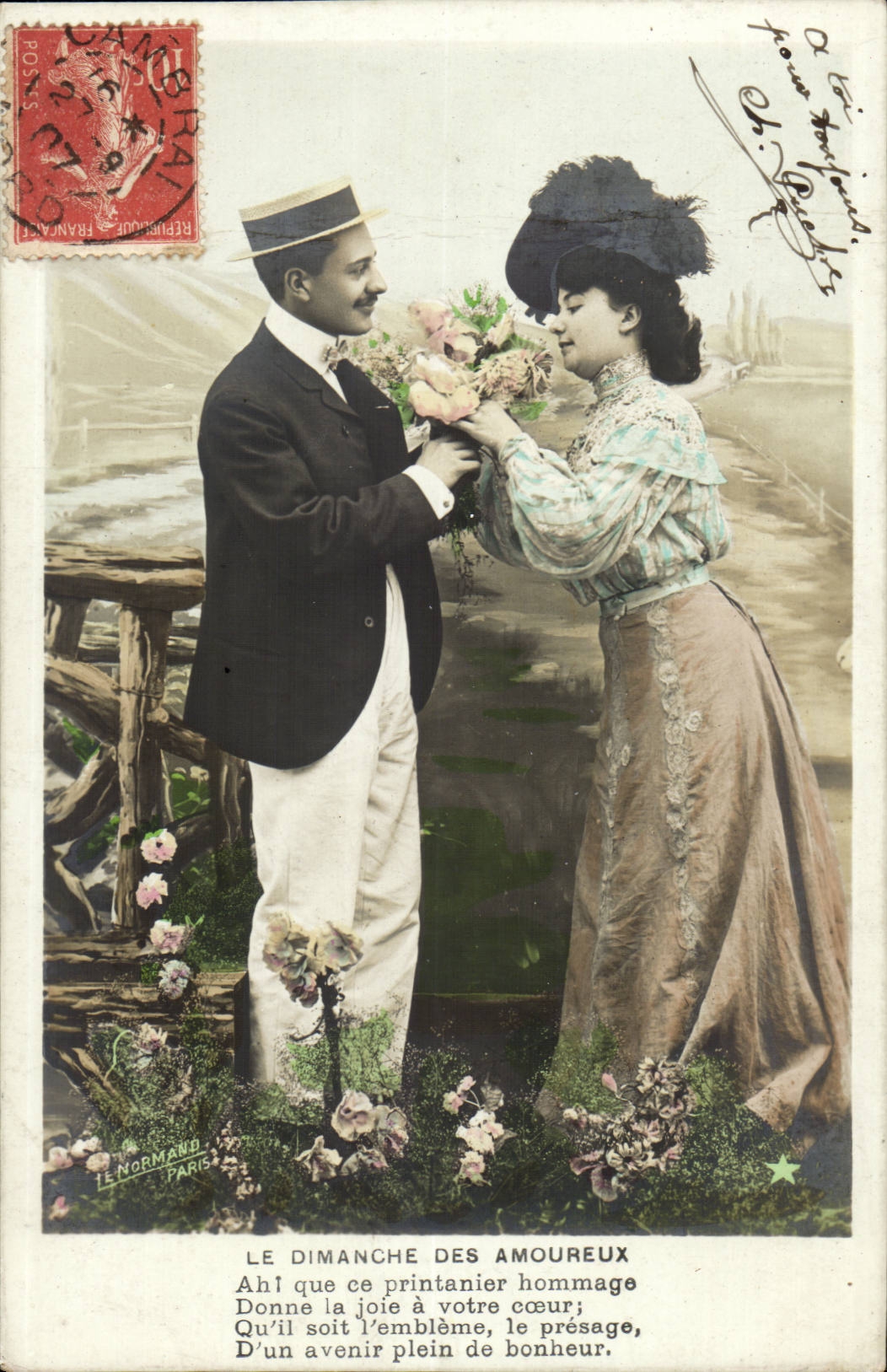 Fantaisie -Fantasy - Le Dimanche des Amoroureaux - ah que c printanier hommage donne la joie a votre coeur - CPA 