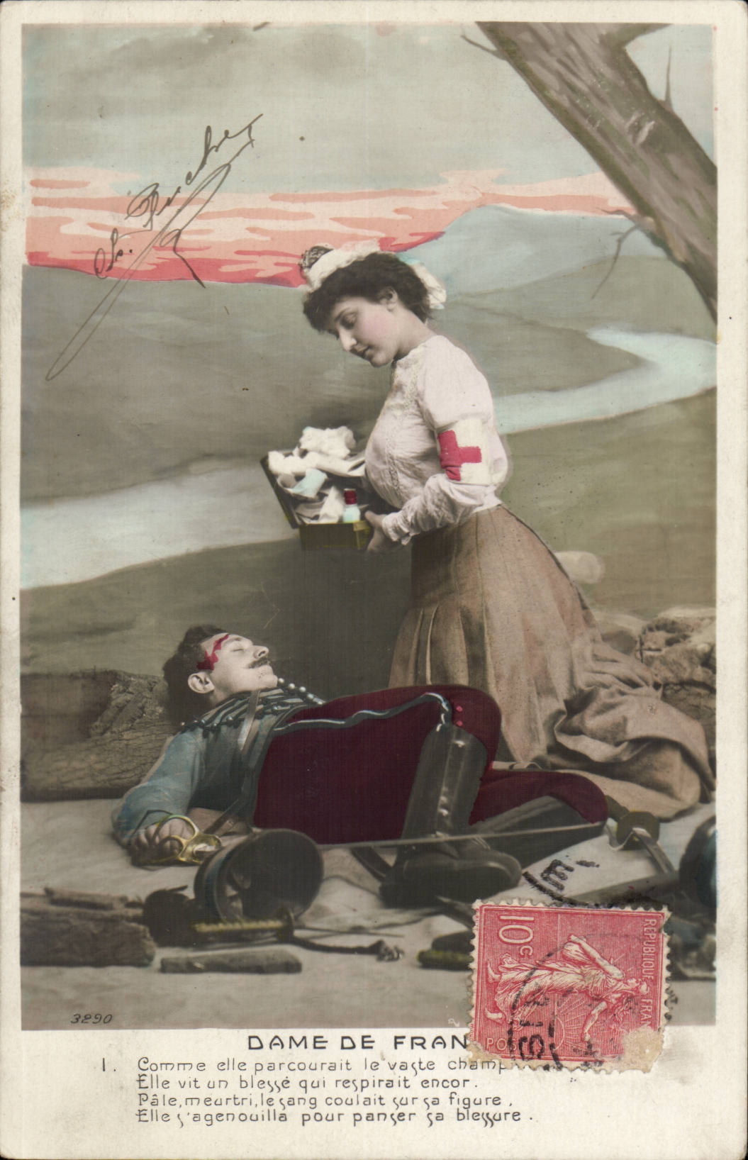 Fantaisie - Militaria - Dame de France - Ils s'etaient engages pour un meme devoir S'etait fait soldat - CPA 