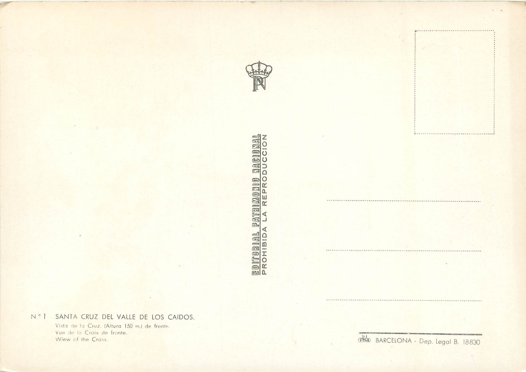 CPM Santa cruz del valle de los caidos vue de la cruz — Rückseite