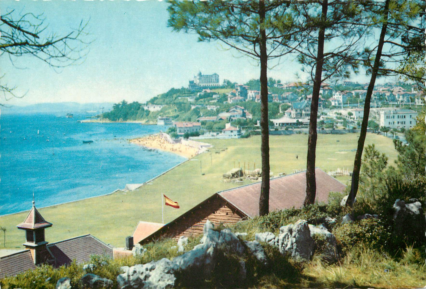 CPM Santander plage de la madeleine au fond hotel royal