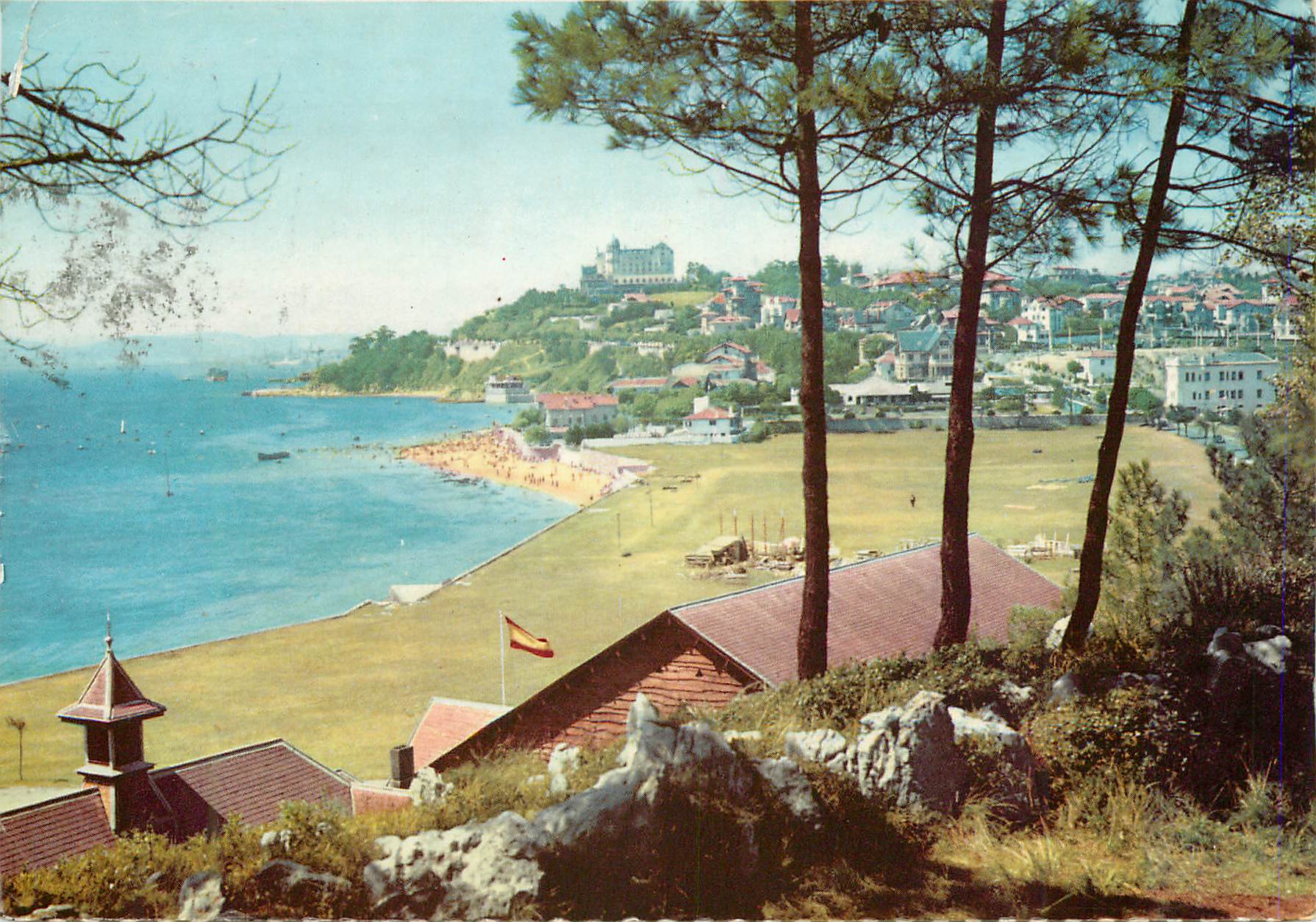 CPM Santander plage de la madeleine au fond hotel royal
