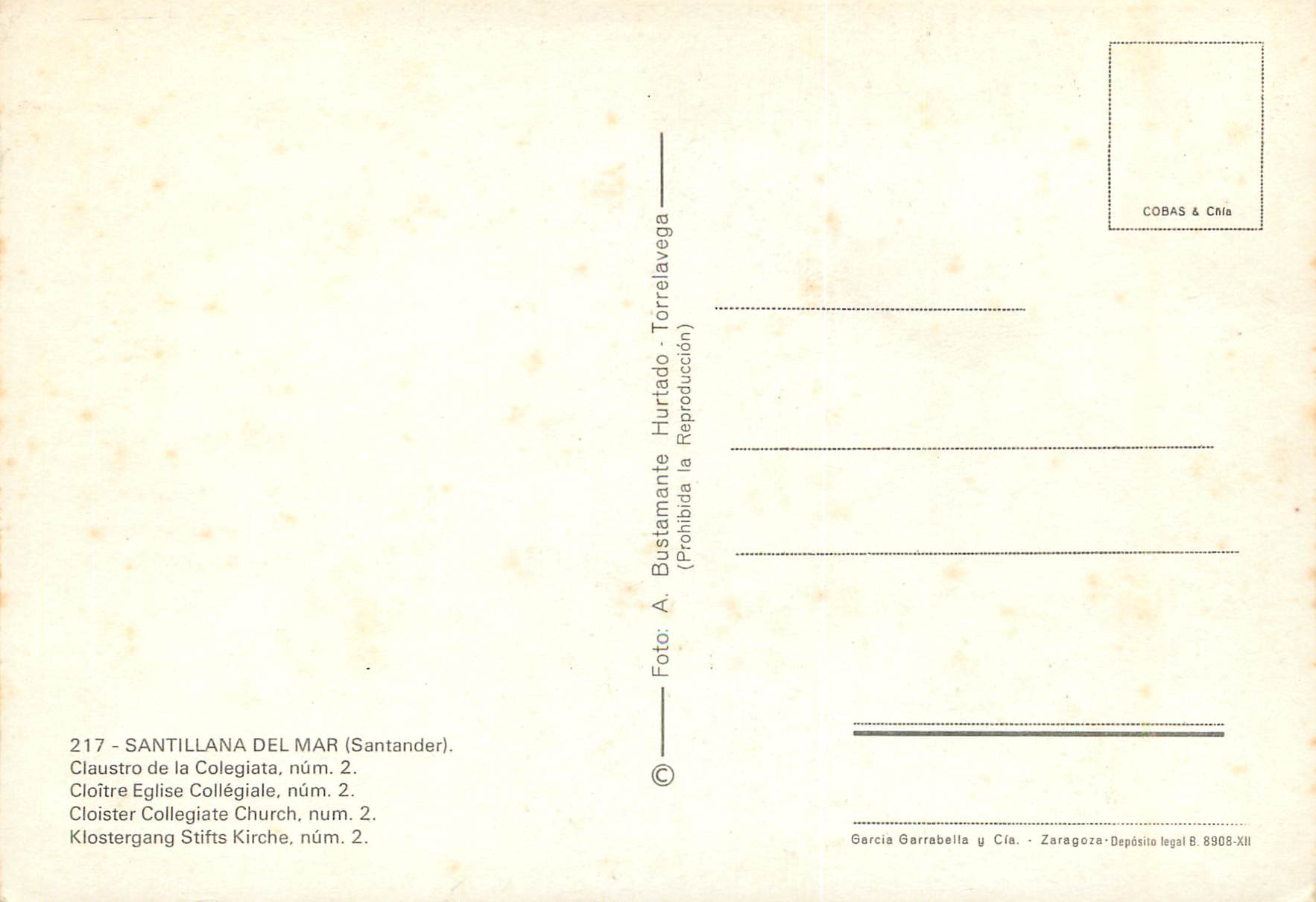 CPM Satillana del mar (santander) cloitre eglise collegiale num 2 — Back