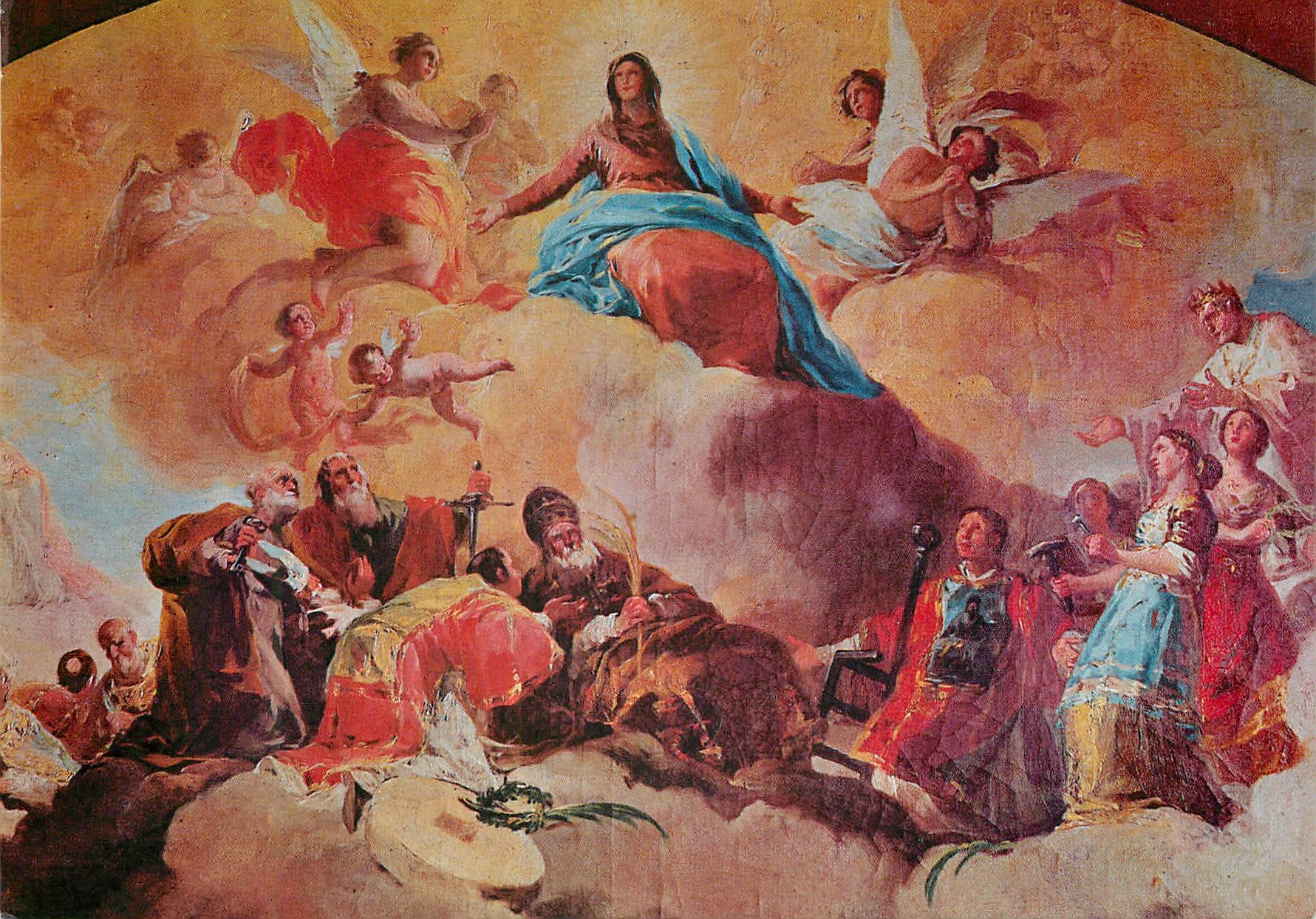CPM Zaragoza Croquis d'une voute de el pilar par goya