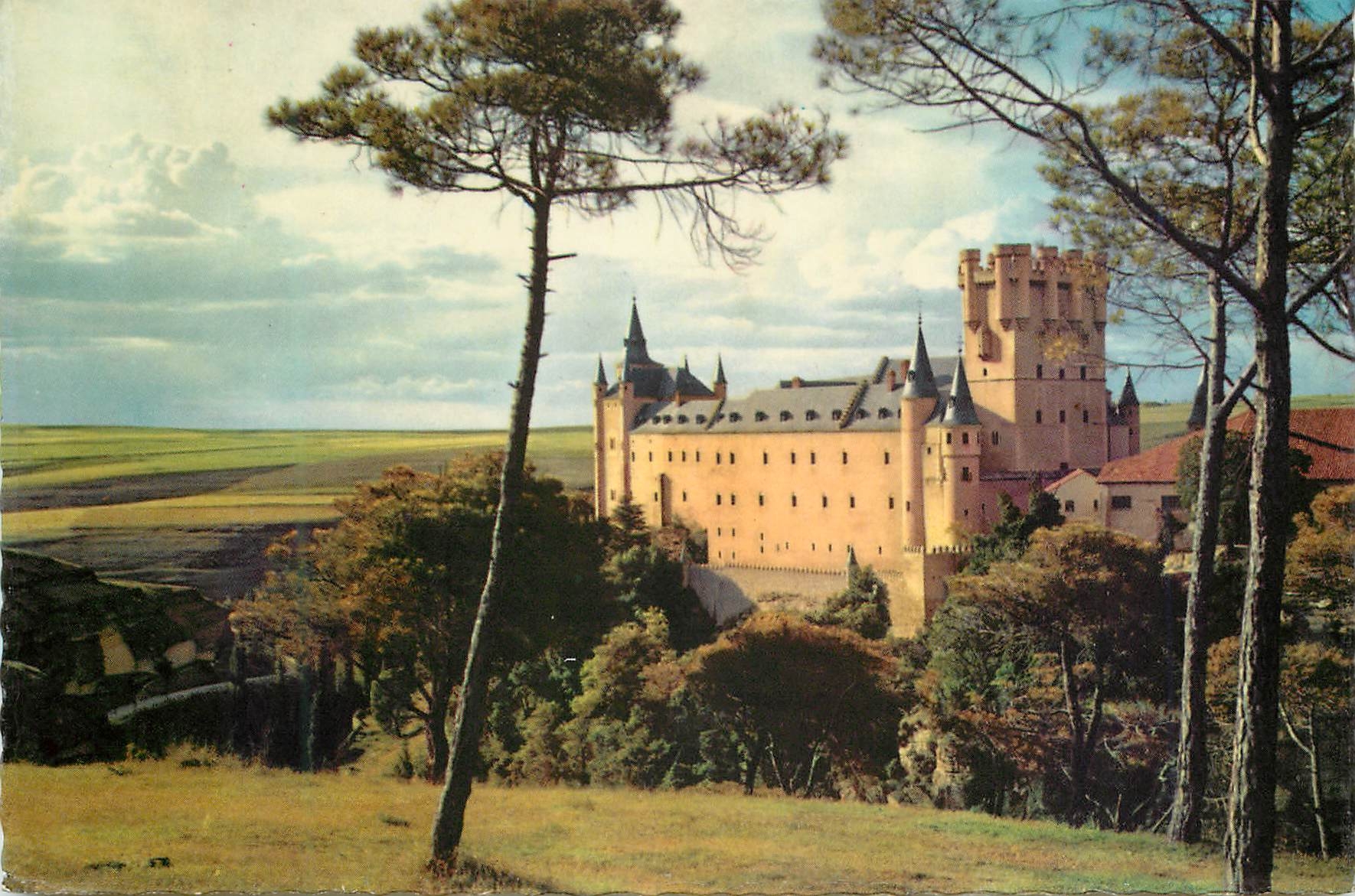 CPM Segovia el alcazar (chateau) vue des la foret de pins