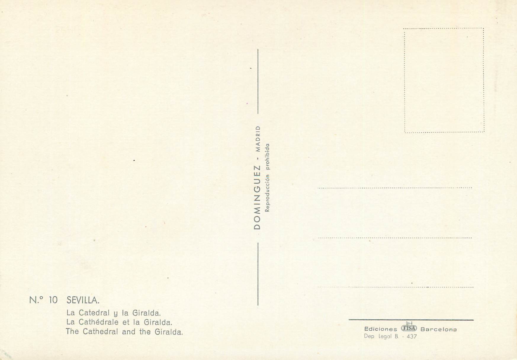 CPM Sevilla la cathedrale et la giralda — Rückseite