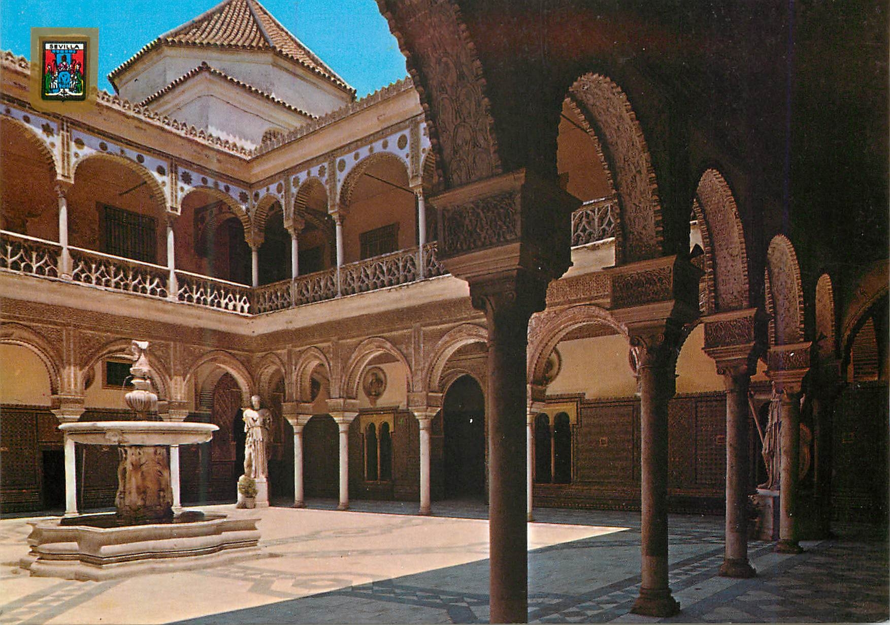 CPM Sevilla cour principale de la maison de pilatos
