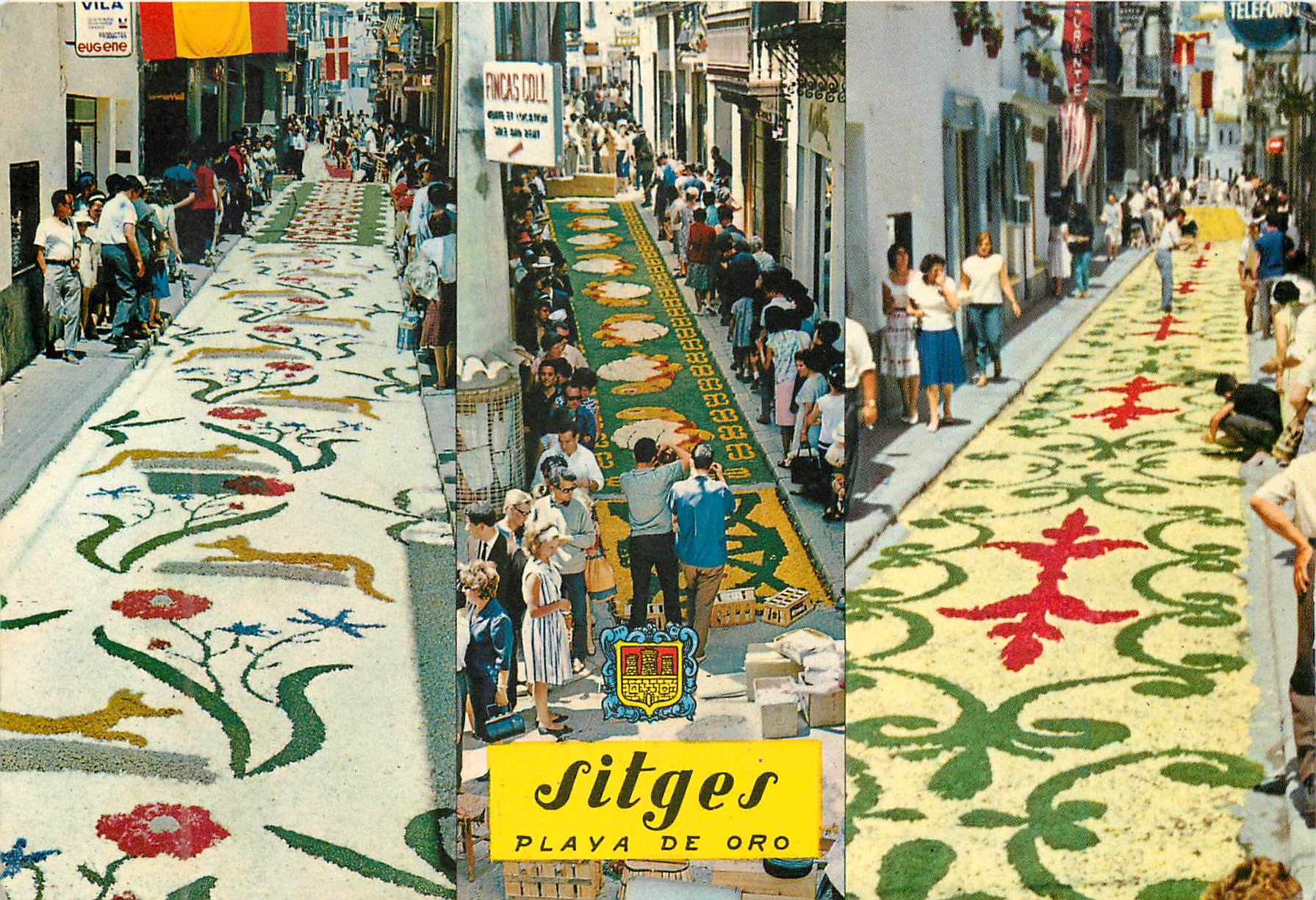 CPM Sitges (costa dorada) fete dieu les rues tapisees de fleurs