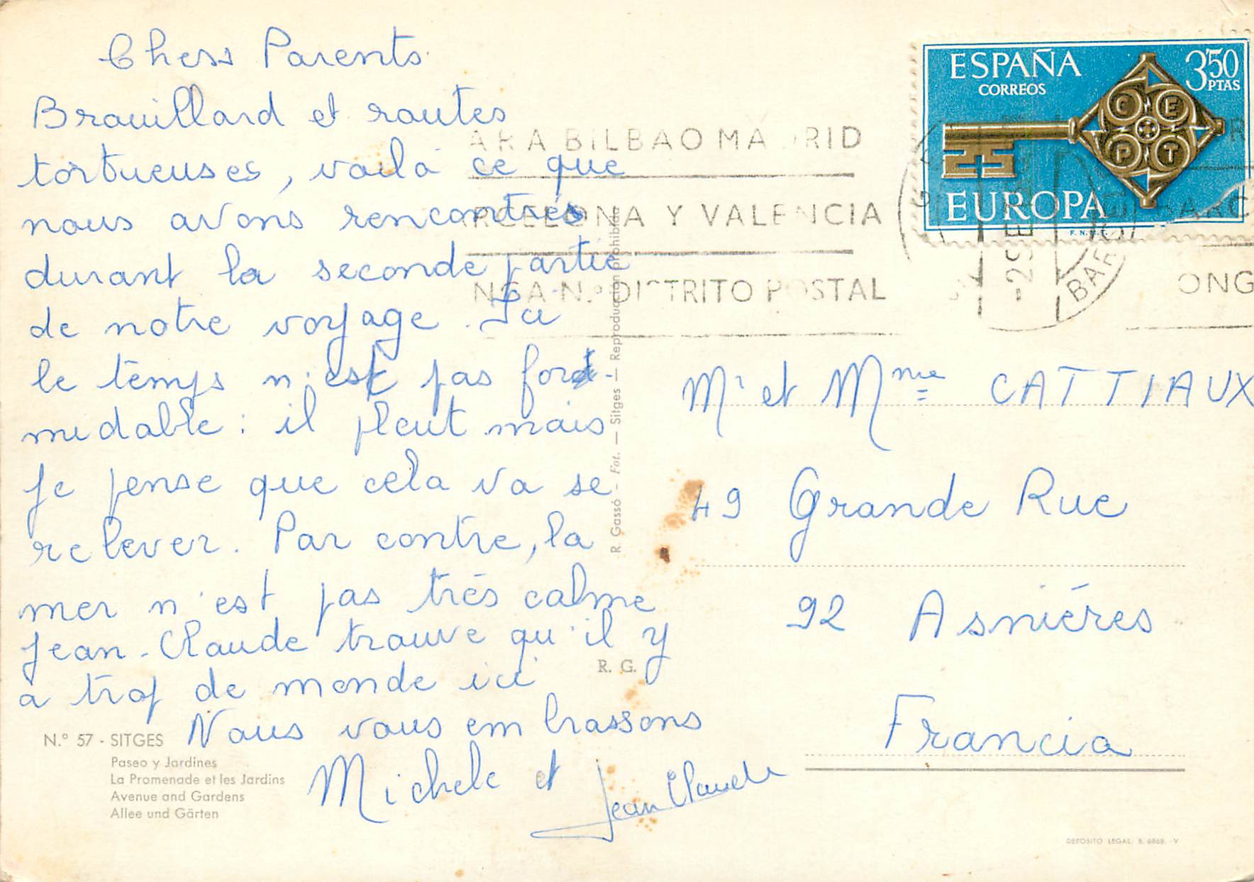 CPM Sitges la promenade et les jardins — Rückseite