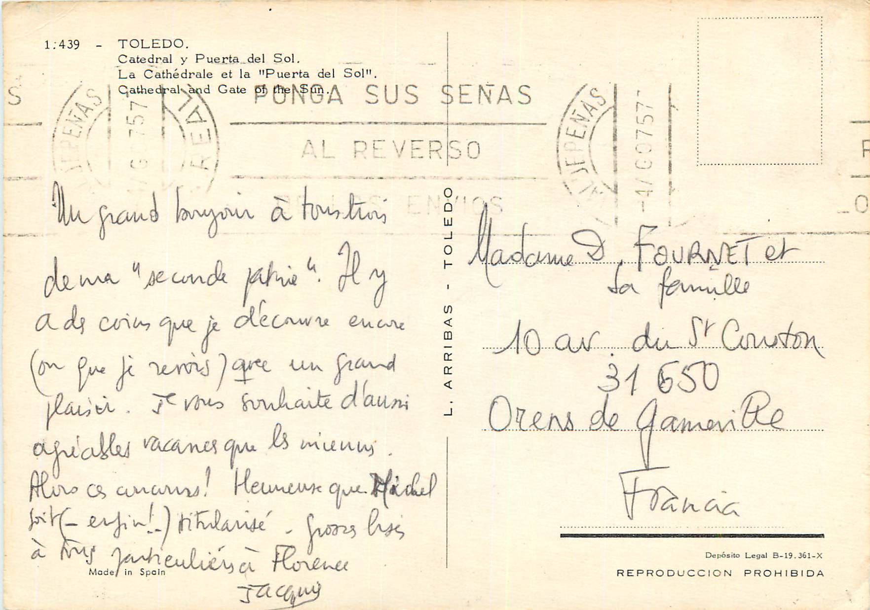 CPM Toledo La Cathedrale et la Puerta del Sol — Back