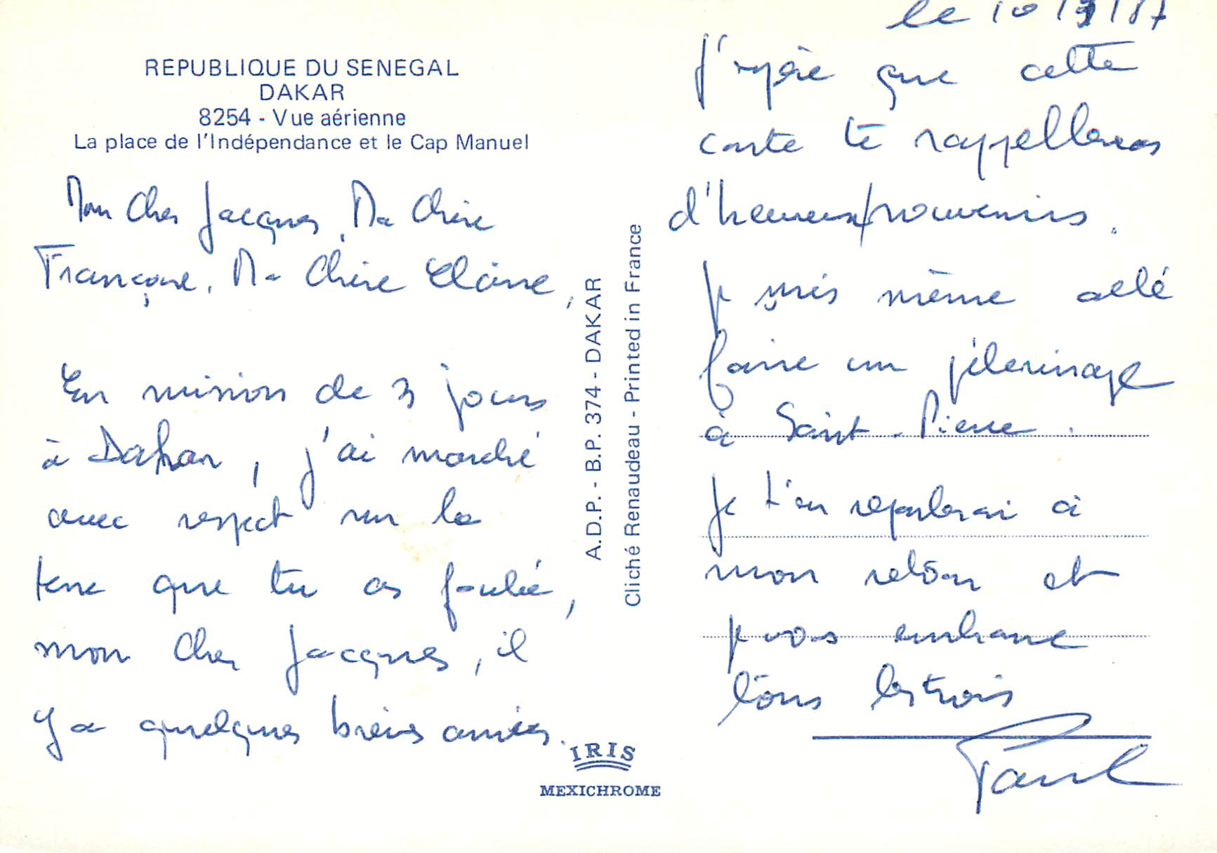CPM Senegal Dakar Vue aerienne — Rückseite