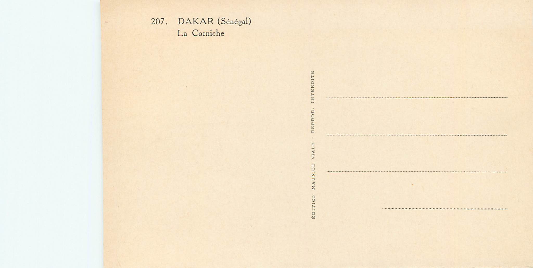 CPM Senegal Dakar La Corniche — Rückseite