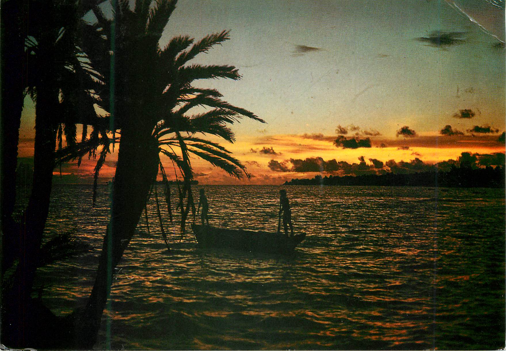 CPM Seychelles Mahe Coucher du soleil sur Cousin et Praslin