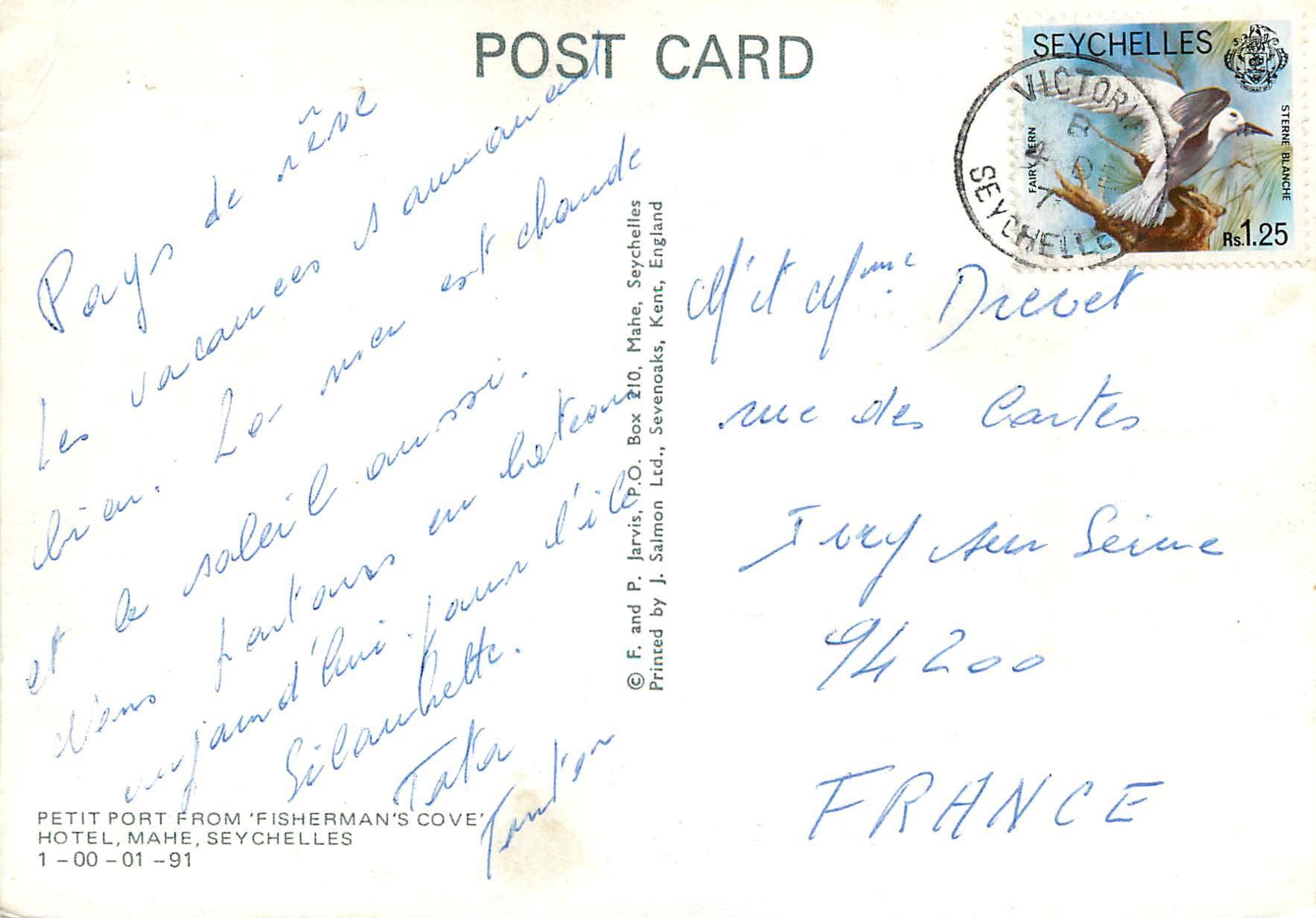 CPM Seychelles Mahe Petit Port From Fisherman's cove — Rückseite