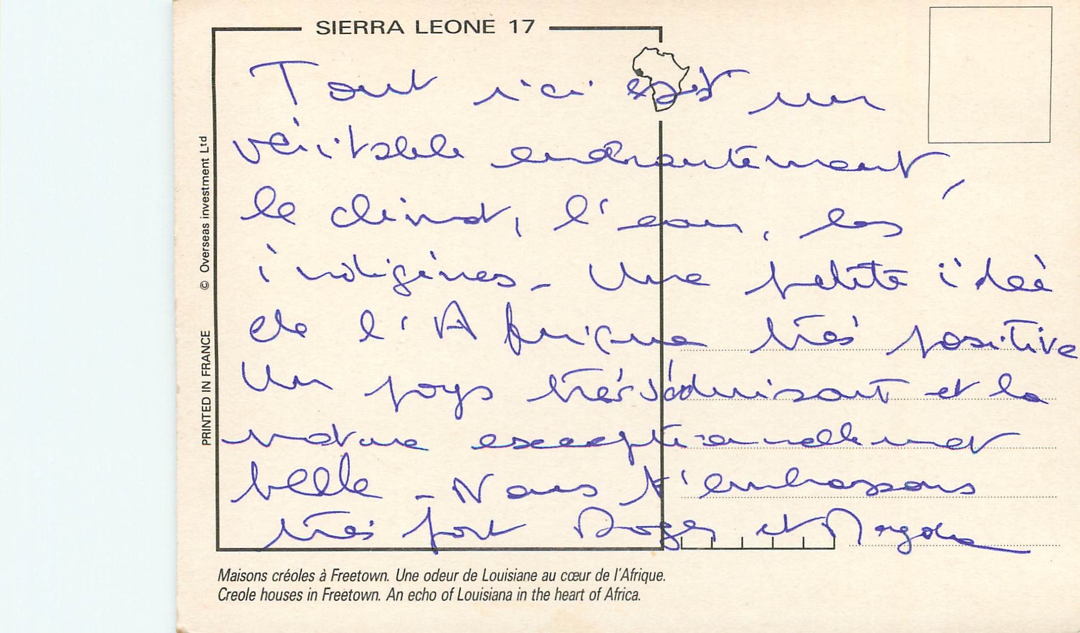CPM Sierra Leone Maisons creoles a Freetown — Rückseite