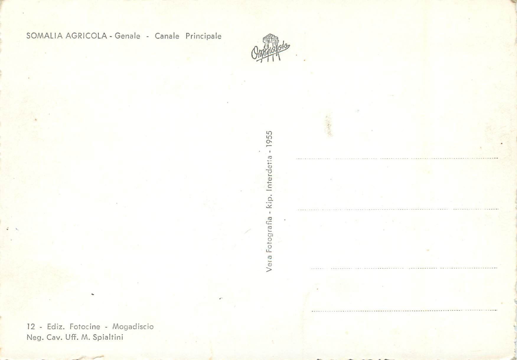 CPM Somalia Agricola Genale Canale Principale — Rückseite