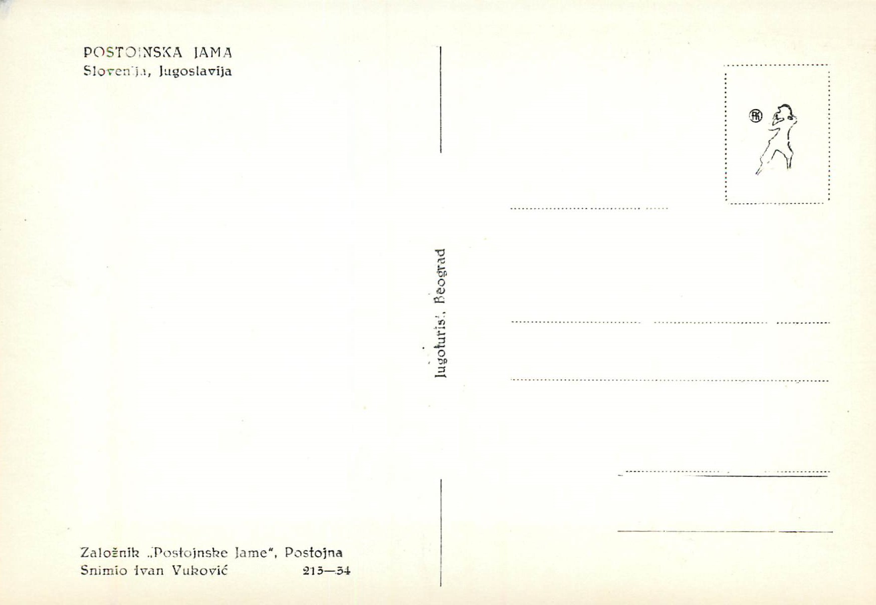Postojna Höhle — Hauptmotiv — Verlag 'Postojnske jame', Postojna — Rückseite