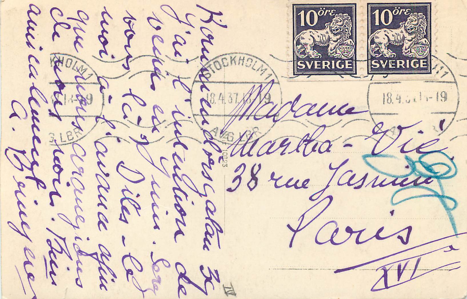 CPA Stockholm Kungl Slottet — Rückseite