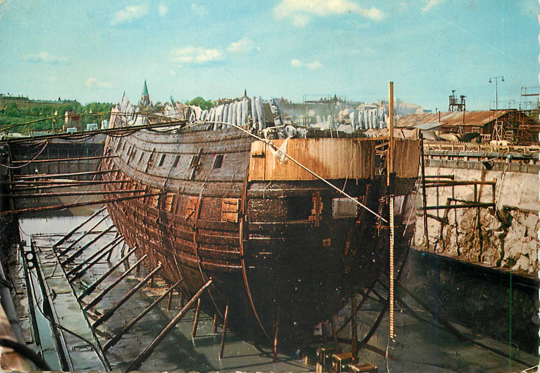 CPM The Wasa in dry-dock after the salvage in 1961 Bateau