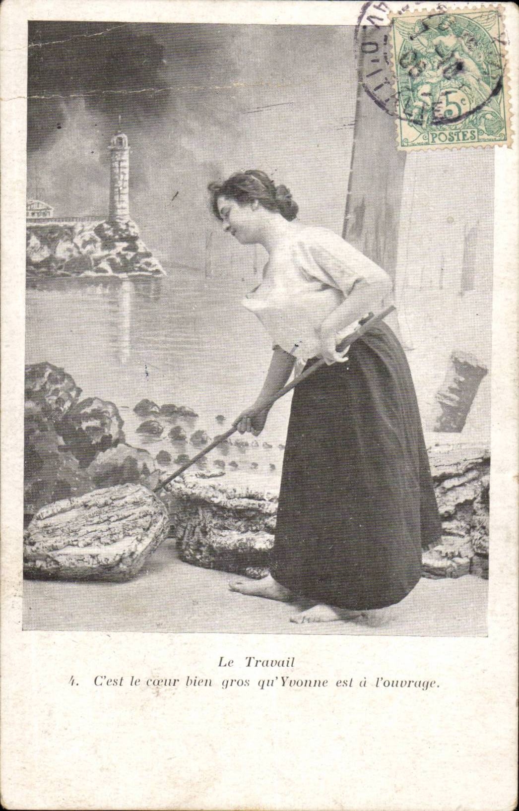 Femme au travail — scène de pêcheur — éditeur non identifié, n°4