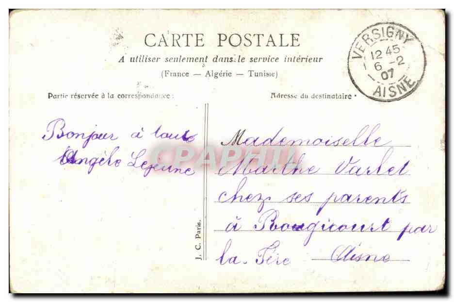 Fantaisie - Lecon de Musique - instrument - L'amour que vous charmer aimable virtuose - Marthe Varlet -CPA  — Rückseite