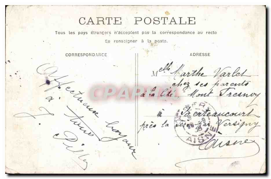 Fantaisie - La pensee - Yvonne ne peut travailler et pense au cher absent - phare - bateau - Marthe Varlet -CPA  — Rückseite