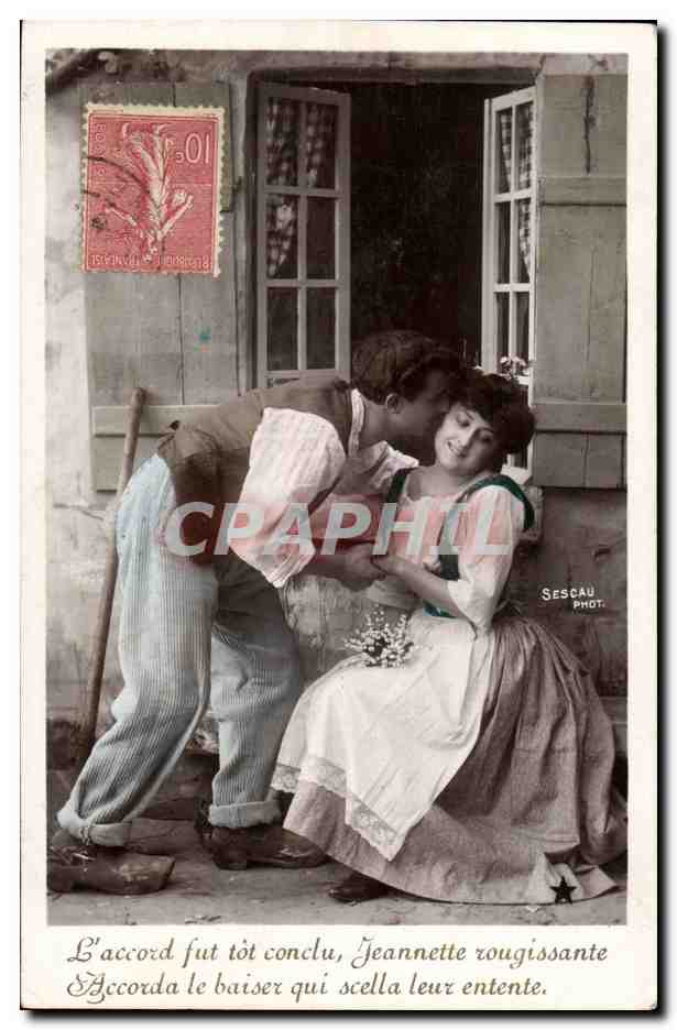 Fantaisie - Jeanette - L'accord fut tot conclut le baaiser qui scella leur entente -Marthe Varlet - CPA 