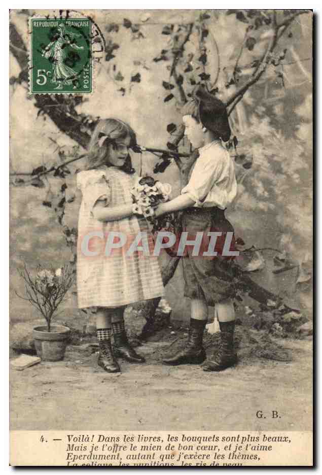 Fantaisie - Enfants - Voila dans les livres les bouquets sont plus beaux -Marthe Varlet - CPA 