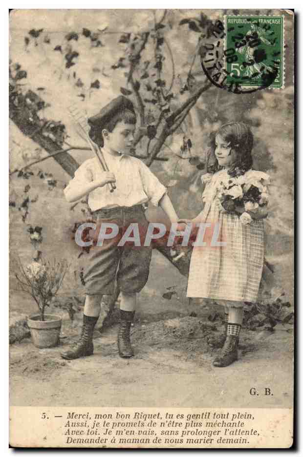 Fantaisie - Enfants - merci ma bon Riquet tu es gentil tout plein -Marthe Varlet - CPA 