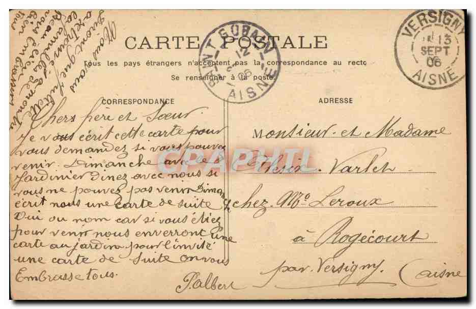 Les regrets de Mignon — scène de mélancolie — éditeur non visible — Verso