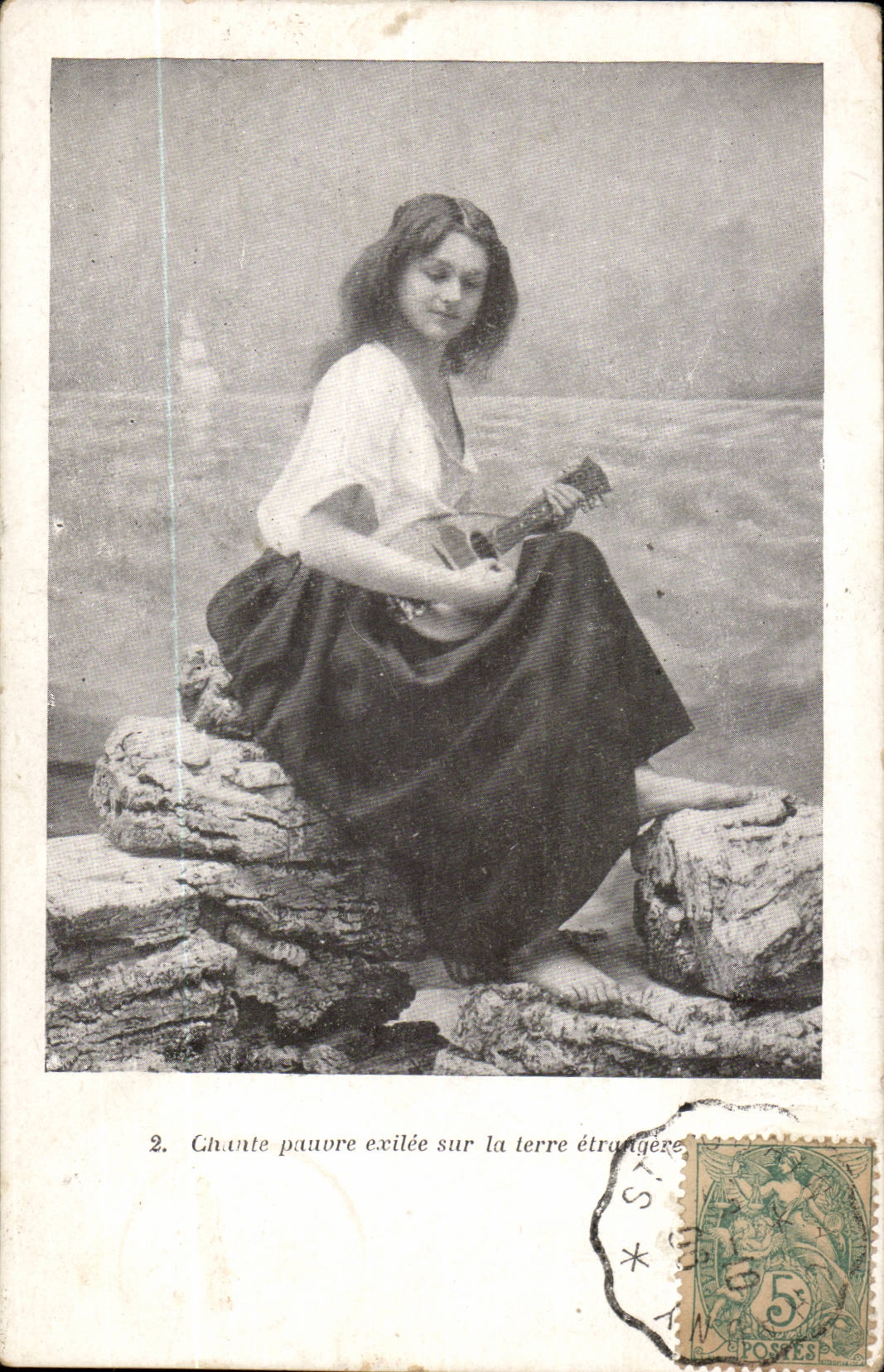 Giovane donna che suona la mandola — Canta povera esiliata sulla terra straniera — Editore non visibile, n° 2