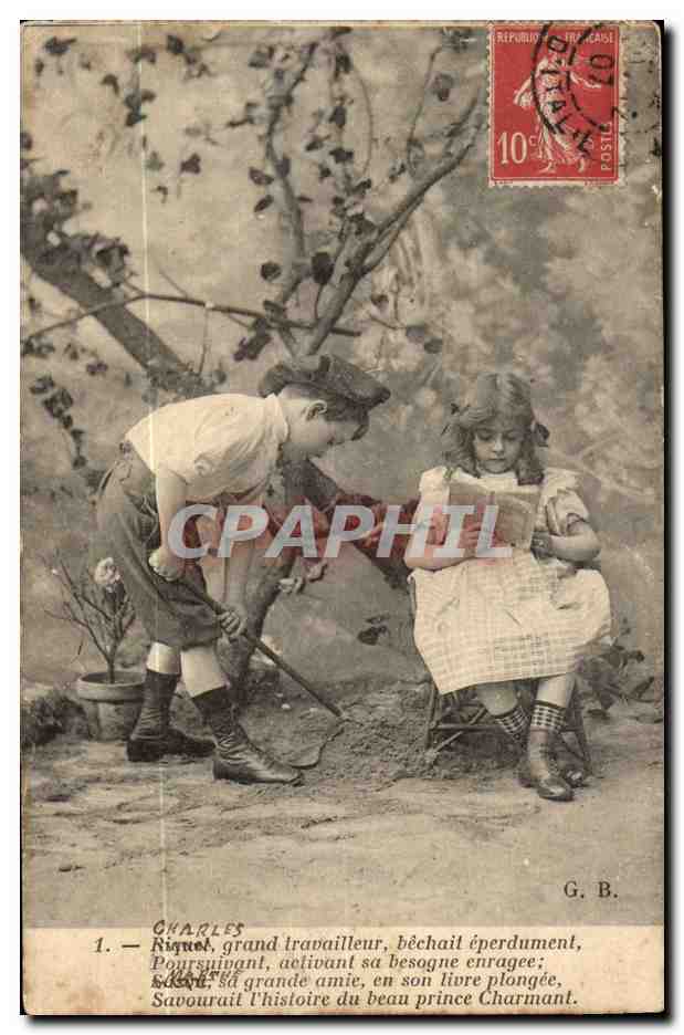 Fantaisie -Enfants - children - Charles Grand travailleur bechait eperdument - -Marthe Varlet - CPA 