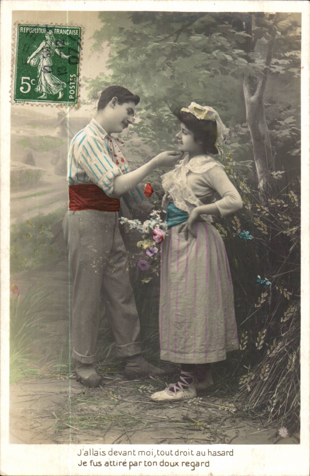 Fui attratto dal tuo dolce sguardo — scena d'amore all'aperto — editore non identificato