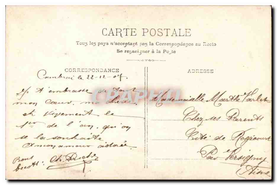 Fantaisie - couple - Il aurait franchi l'aile du moulin ton bonnet mais je l'ai pris dans ma main - CPA  — Rückseite