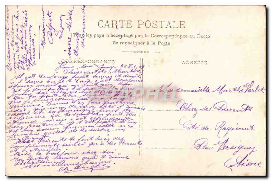 Fantaisie - couple - L'aile du moulin scanda la promesse des futurs epoux d'un chant d'allegresse - CPA  — Rückseite