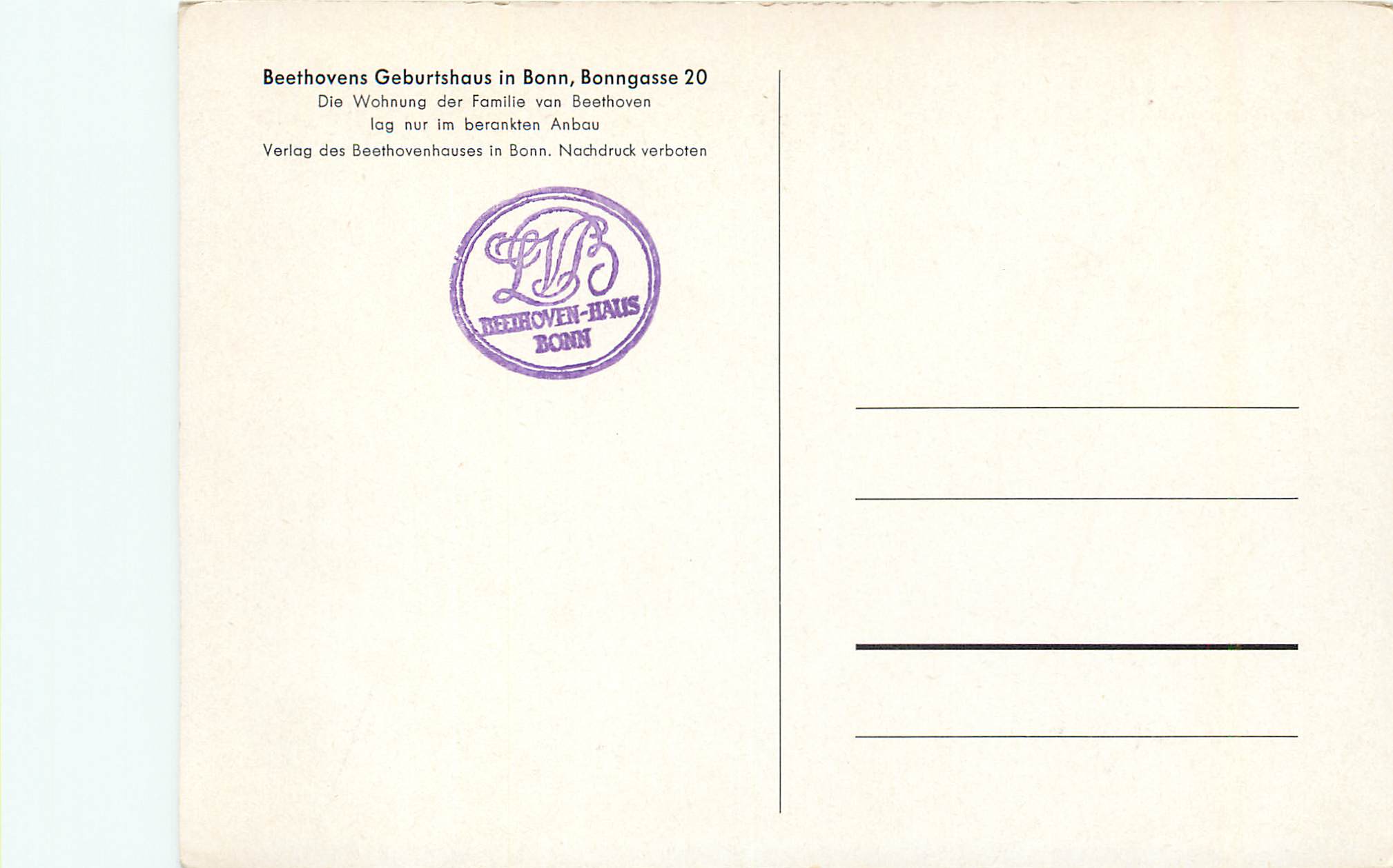 CPM Beethovens geburthshaus in bonn bonngasse 20 — Back