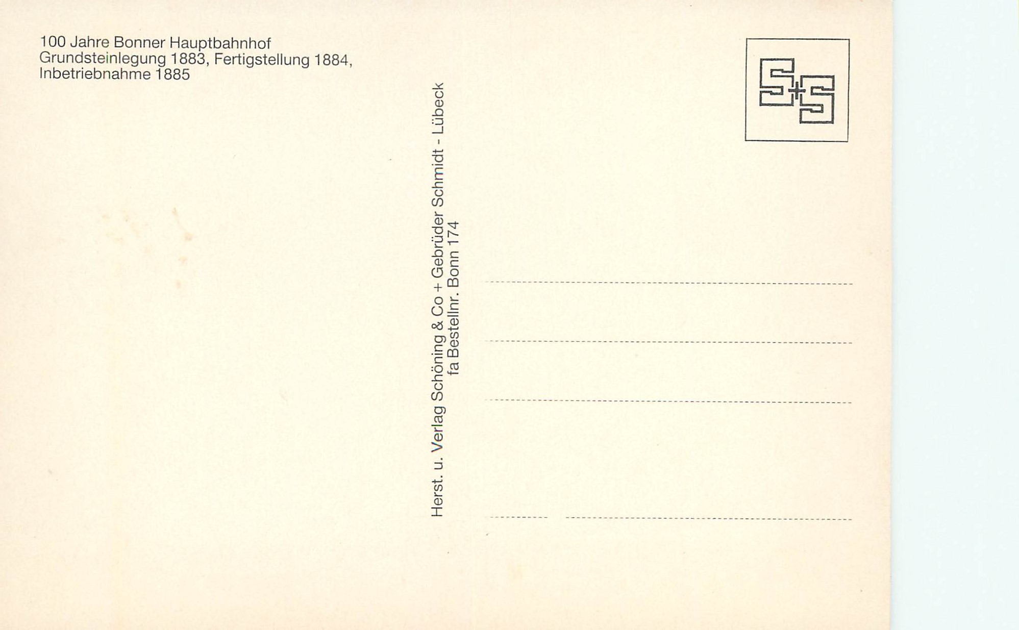 CPM Hauptbahnhof Bonn grundsteinlegung 1883 fertigstellung 1884 inbeetriebnahme 1885 — Back