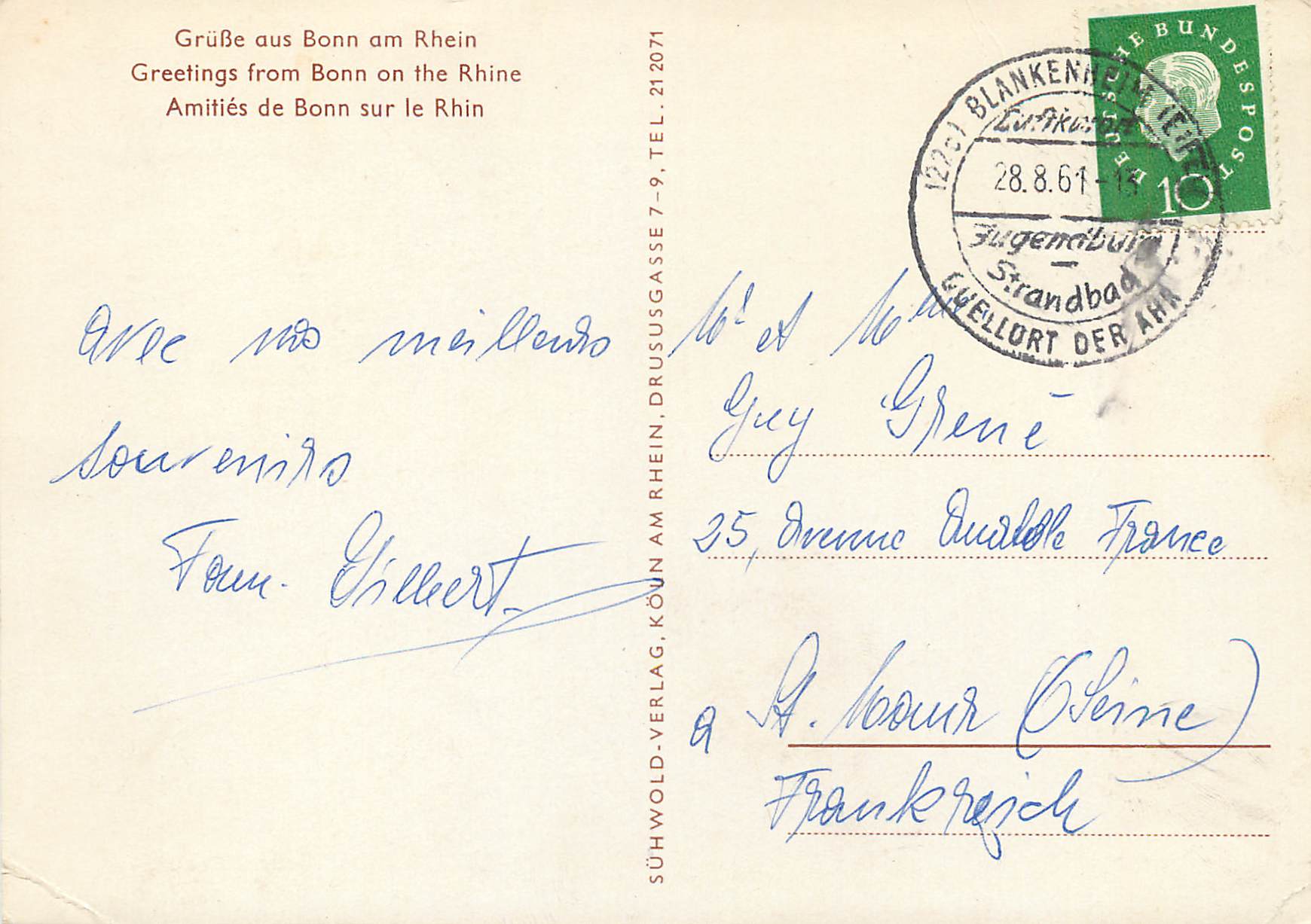 CPM Grube aus bonn am Rhein greetings from bonn on the rhine — Back