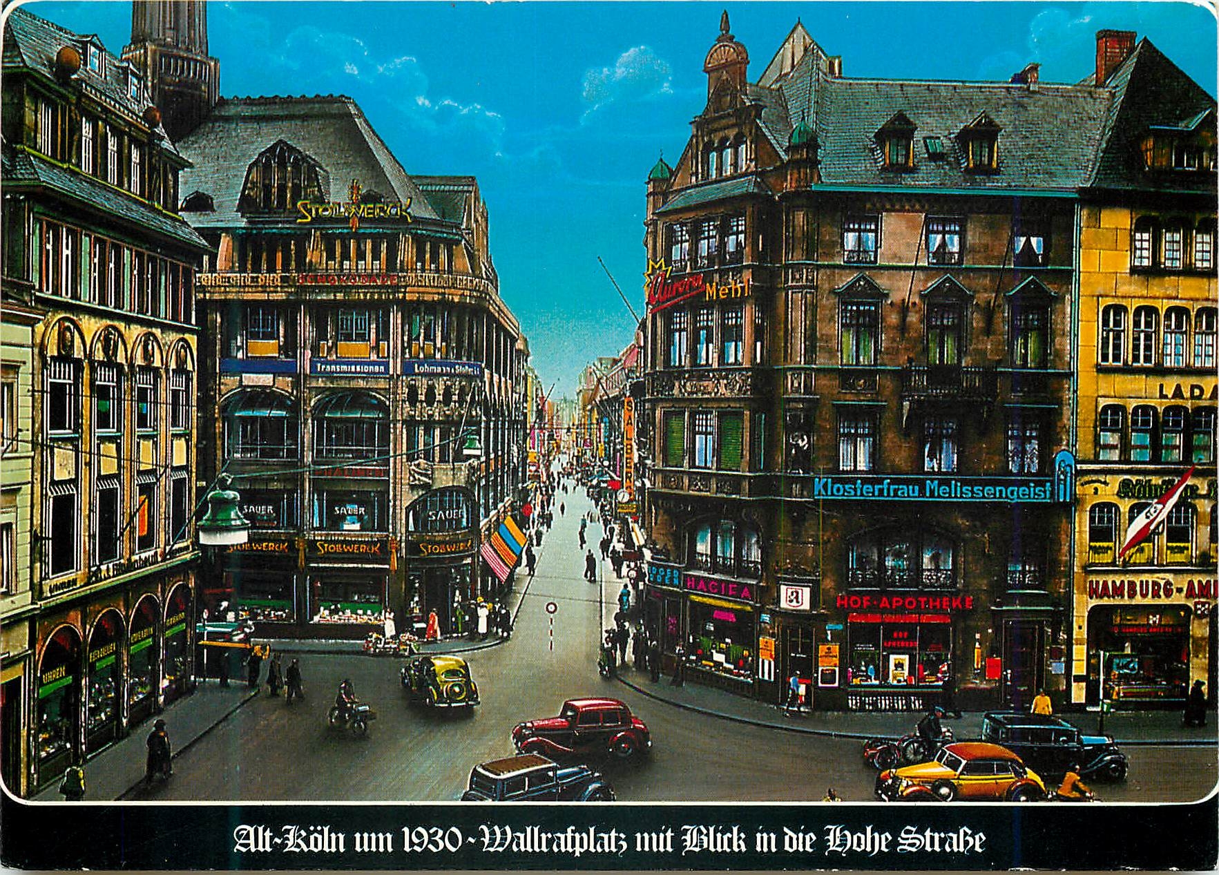 CPM Alt Koln um 1930 mallratplatz mit blick in die hohe strabe