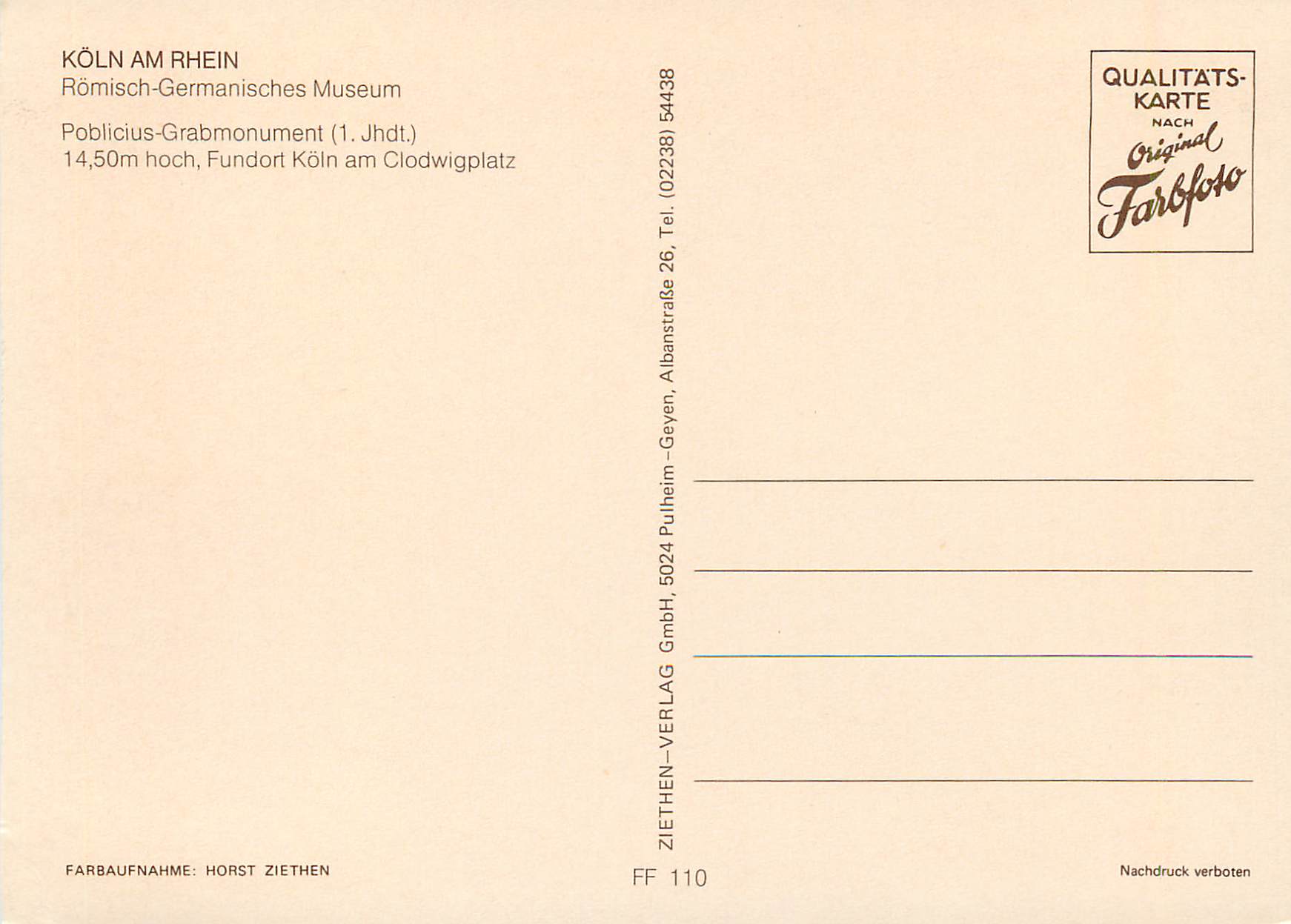 CPM Koln am rhein romisch germanisches museum — Rückseite